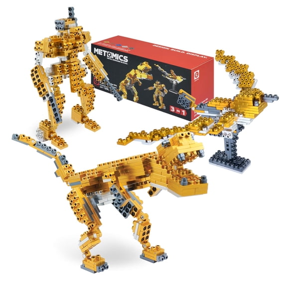 Bloques de construcción METOMICS 3 en 1 de metal, 290 piezas, oro azteca