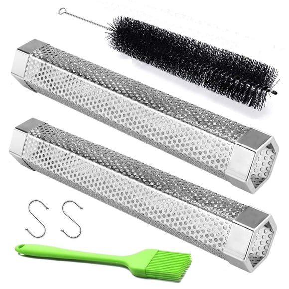 Tubo ahumador para pellets LFSEMINI de acero inoxidable, 30 cm, paquete de 2