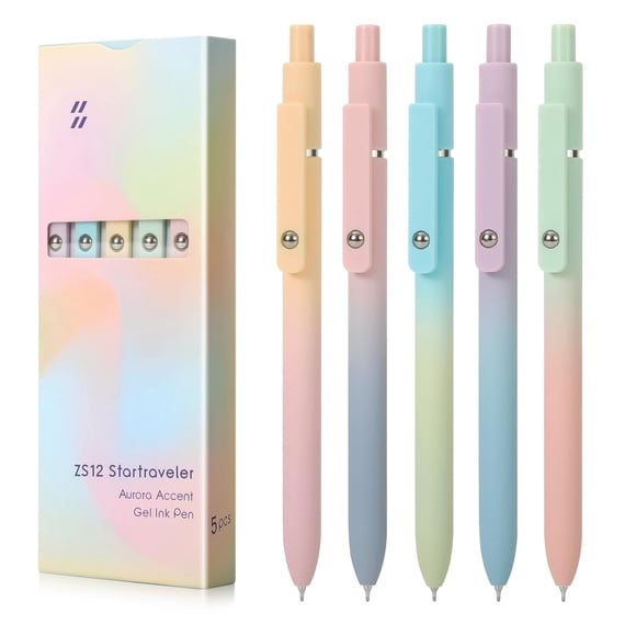 Juego De Bolígrafos De Gel Tinta Negra 0 7 Mm Punta Mediana 5 Unidades