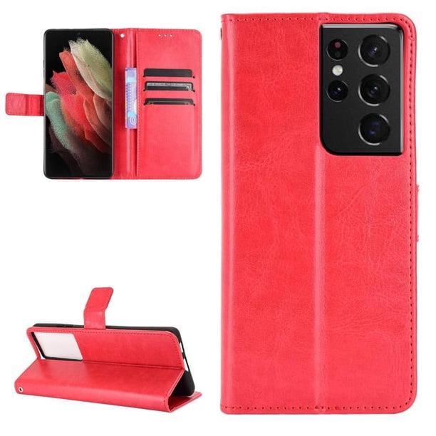 Funda tipo libro para Samsung Galaxy S21 Ultra 5G, cartera todo‑en‑uno, funda multifuncional con tarjetero y correa de muñeca desmontable