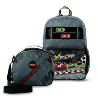 Pack Escolar Mochila Gris Grande + Lonchera Mediana Grand Prix Totto