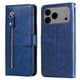 thumbnail image 2 of Funda tipo cartera para iPhone 17 Pro Max con bolsillo con cremallera y ranuras para tarjetas – Función de soporte Azul, 2 of 5