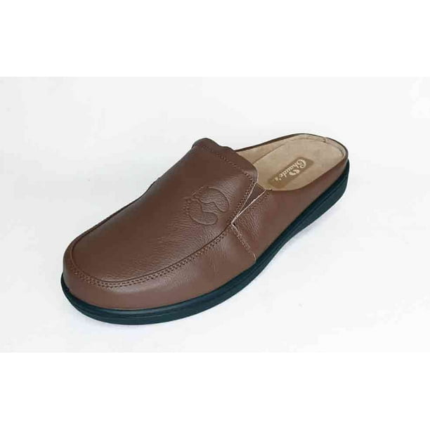 Pantufla Hombre Cuero Tostado Xl Lider