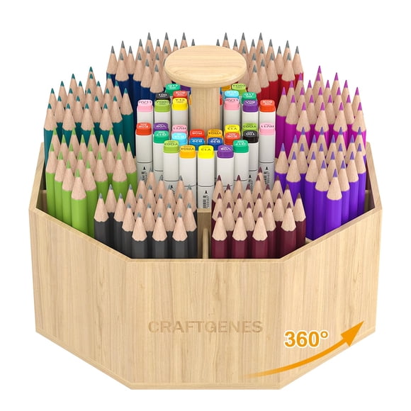 CADDY CraftGenes 25 cm Organizador Giratorio de Bambú de 10 Compartimentos