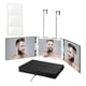 thumbnail image 1 of Espejo de 3 vías para corte de pelo automático con anillo de luz, espejo triple LED mejorado, espejo recargable 360 para herramientas de cabello, luz y altura ajustable, 1 of 8