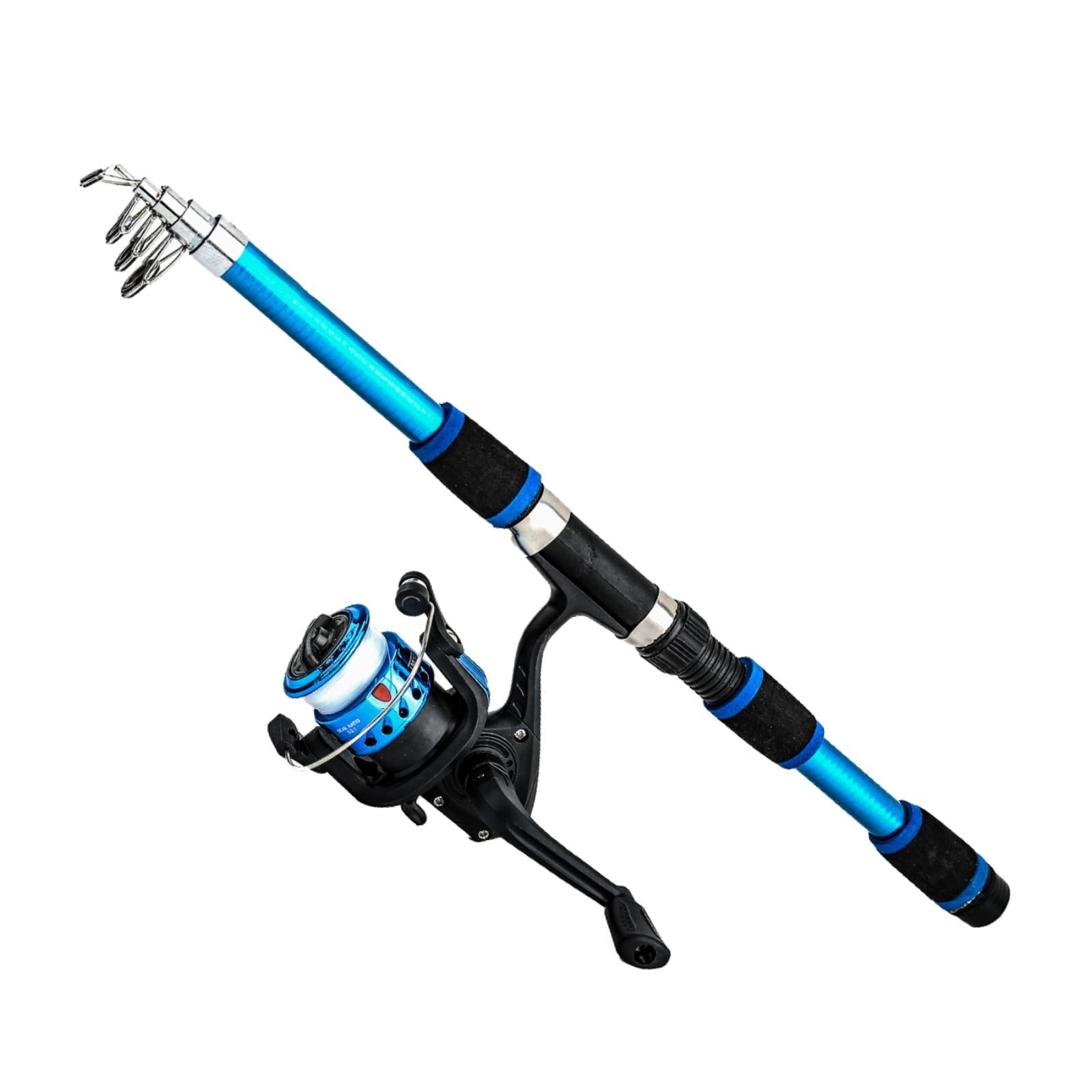 Magideal - Juego De Caña De Pescar Para Niños, Combinación De Caña Y Caña Para Agua Dulce, Fácil De Usar, Ajustable Y Telescópico Para Principiantes En Viajes. Azul