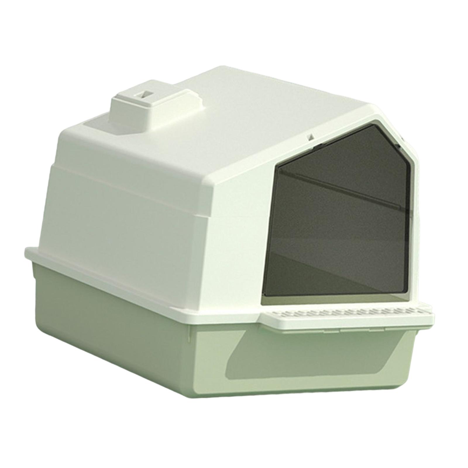 Magideal - Caja De Arena Portátil Para Gatos, Caja De Arena Para Inodoro, Baño Cerrado Con Tapa, Bandeja De Arena Para Mascotas Grande Para Cachorro, Conejo Y , Verde