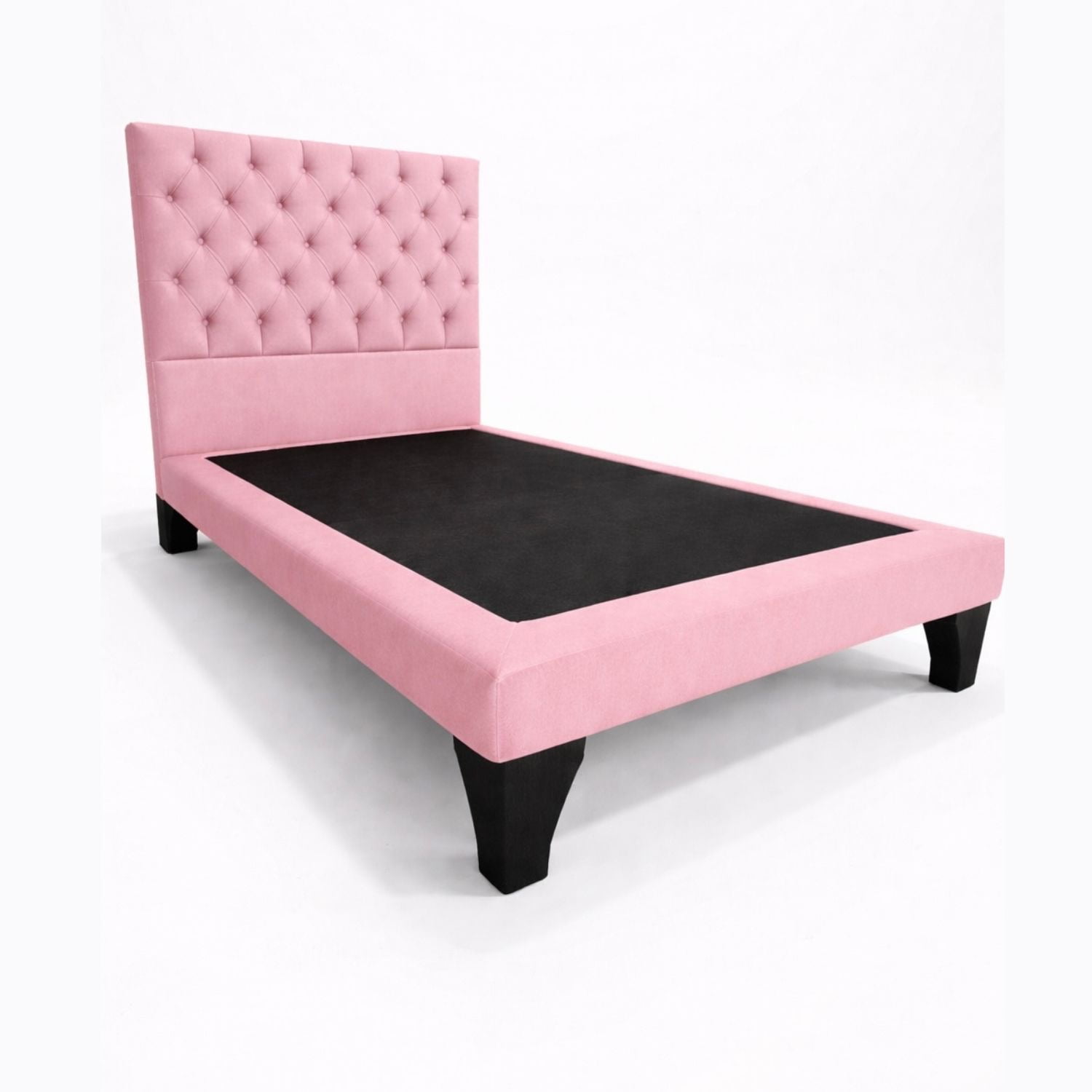 Home V Ele - Cama 1 Plaza Premium Capitone Rosada En Felpa