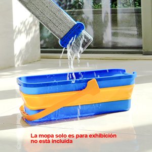 Aileda Balde Plegable Portátil 10L | Azul/Naranja Para Limpieza Y Lavado En Casa