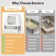 thumbnail image 5 of Caja de arena para gatos Eosarcu de acero inoxidable con tapa abatible XL, color blanco, 5 of 8