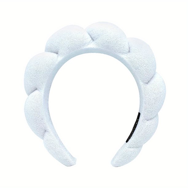 Spa Headband & Wrist Bands For Women, Skincare Headband & Wristband For Washing Face, Makeup Headband Wrist Scrunchies Puffy Sponge Spa Headband Terry Towel Cloth Fabric Bubble Head Band For Skincare,