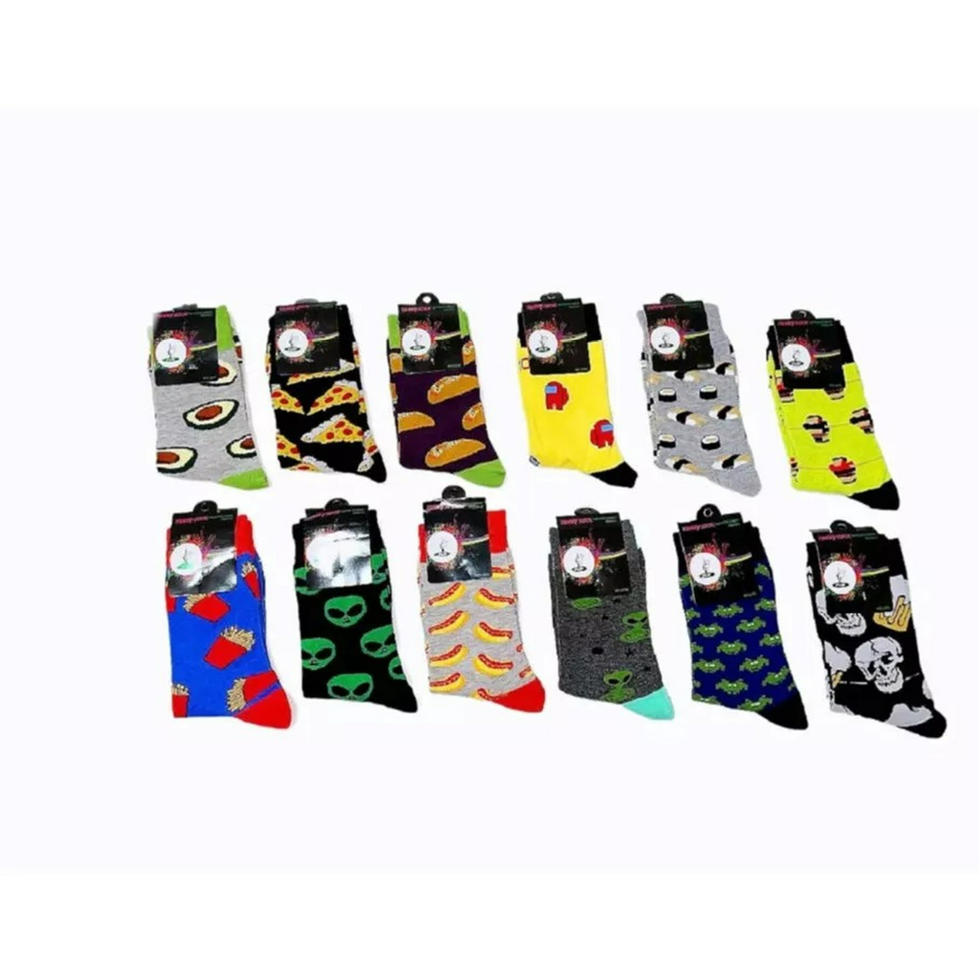 Genérica - Pack 12 Calcetines Diseño Surtidos De Algodon Para Hombre