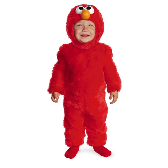 Disfraz de Elmo de Sesame Street para niño pequeño con ojos iluminados