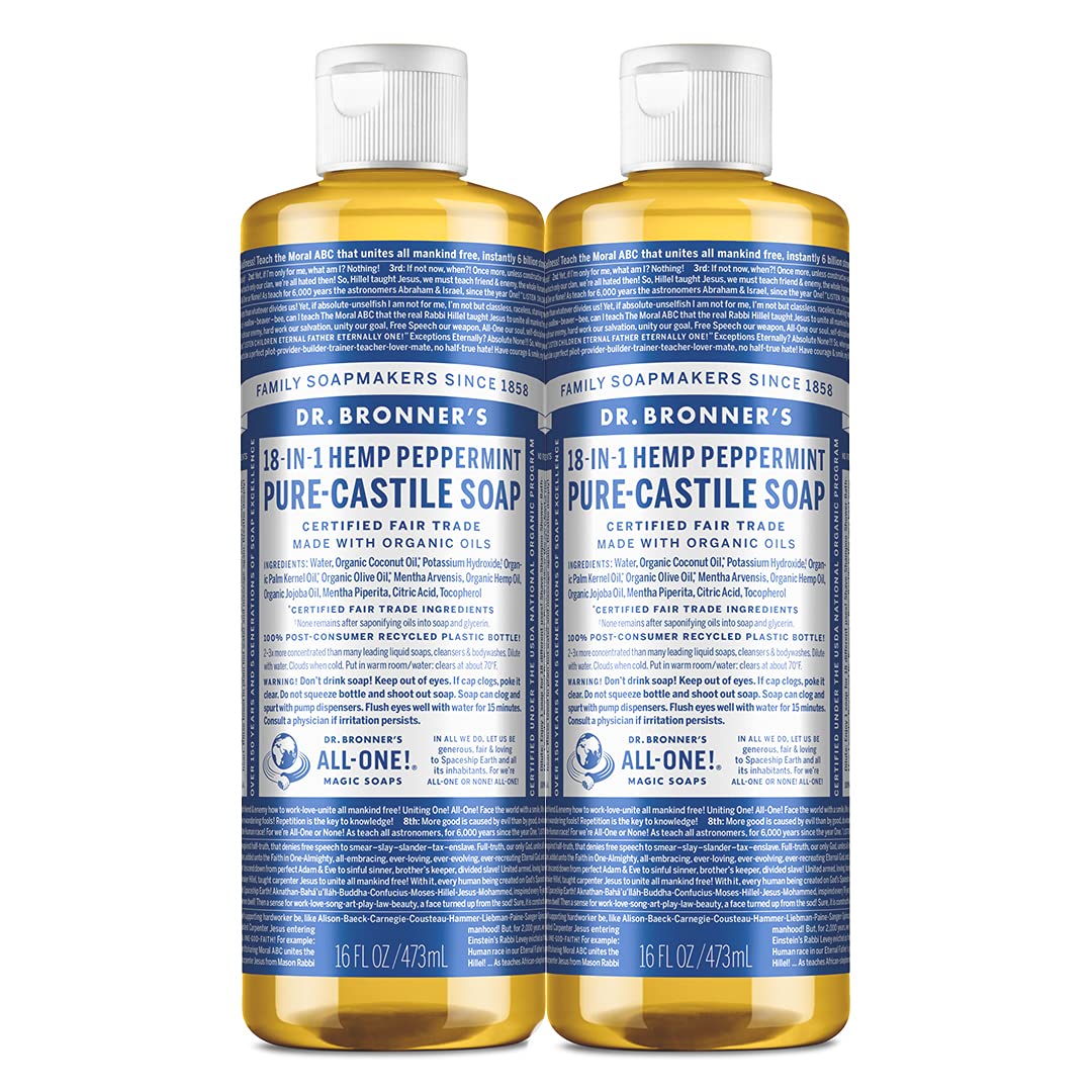Jabón Líquido Dr. Bronner'S Pure-Castile Peppermint, 473 Ml, Paquete De 2