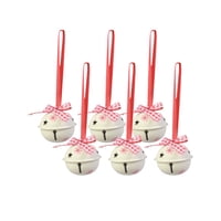 Magideal - 6 Uds 2023 Adornos De Campana De Navidad, Decoración Colgante De Navidad, Con Lazo, Encantadoras Campanas De Navidad, Decoración De Corona De Navidad Blanco