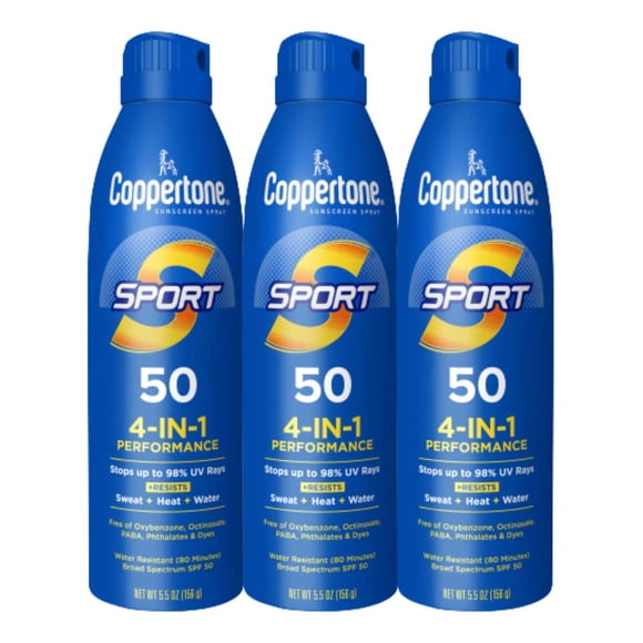 Protector solar en aerosol Coppertone SPORT SPF 50, resistente al agua, 165 ml