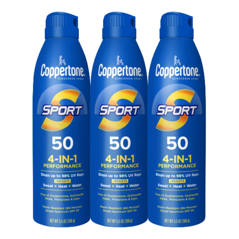 Protector Solar En Aerosol Coppertone Sport Spf 50, Resistente Al Agua, 165 Ml