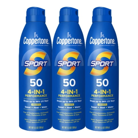 Protector Solar En Aerosol Coppertone Sport Spf 50, Resistente Al Agua, 165 Ml