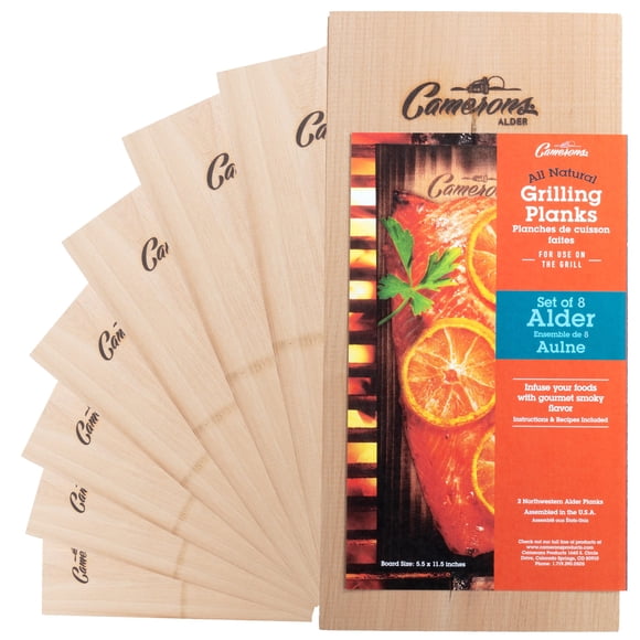 Planchas para asar Camerons Alder, paquete de 8, 14 x 29 cm, para barbacoa