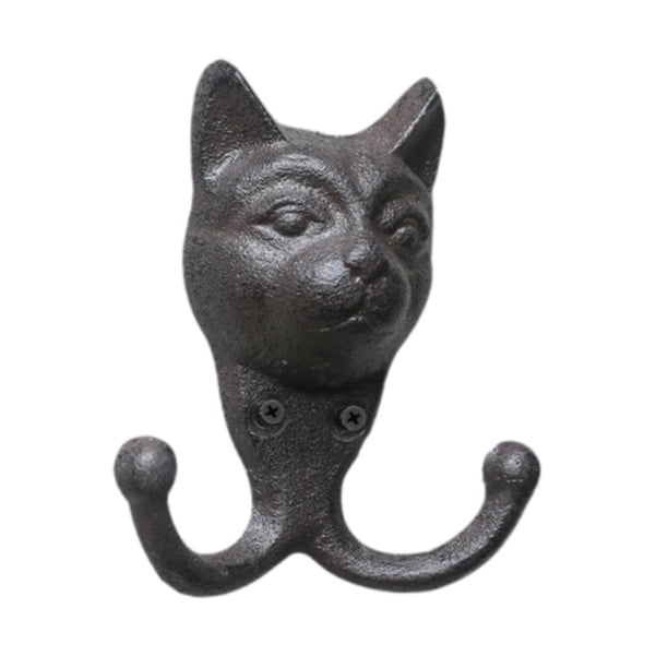 Estatuilla de cabeza de Animal, ganchos montados en la pared, accesorio para colgar abrigos, versátil para garaje, jardín, llaves rústicas, colgador d Gato