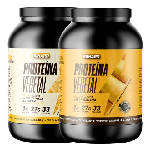 Gohard - Pack Proteinas Vegetales 2Kg Total 66Sv Vainilla - Platano