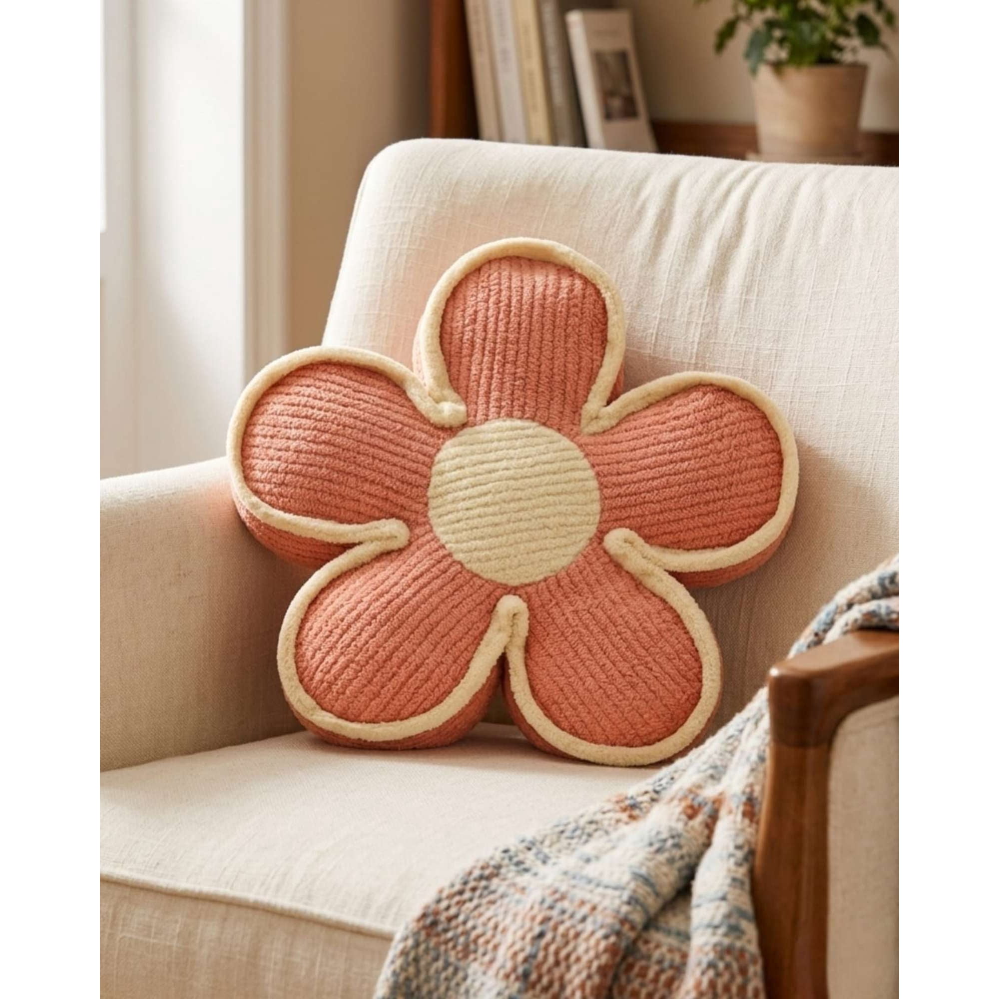 Todo Para El Hogar - Cojines De Flor Vintage Texturizado 50cm Para Sofá O Cama Pack De 2