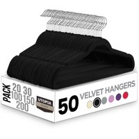 Velvet Hangers Utopia Home, 50 Unidades, Gancho Antideslizante De 360°, Negro