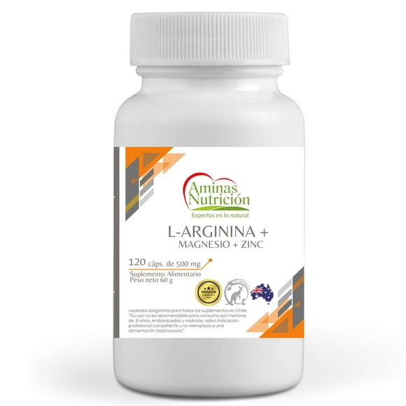 L-ARGININA + MAGNESIO + ZINC 120 cápsulas 500 mg