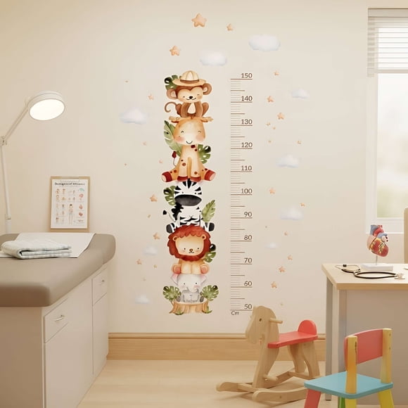 Vinilo Decorativo Con Medidor De Estatura Con Diseño De Safari