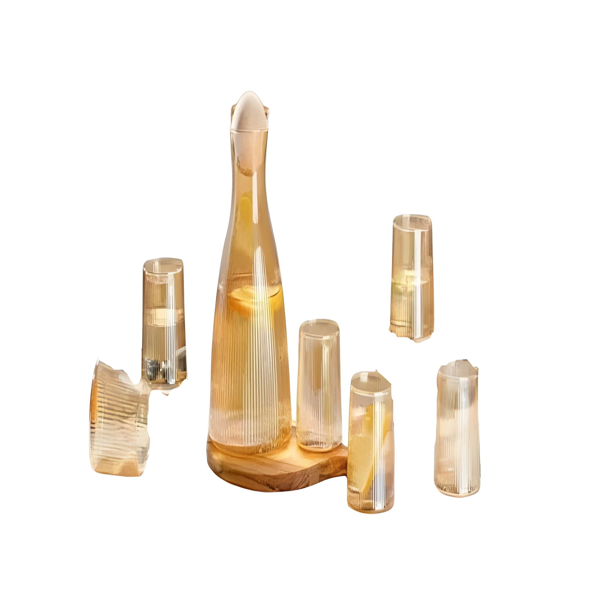 All Mei - Juego De Jarra De Vidrio Mas 6 Vasos Ambar