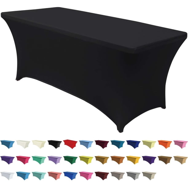 Manteles de licra para mesa rectangular de 1,2 m, ajustables, elásticos, de poliéster