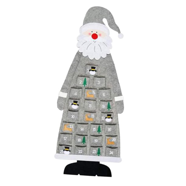 Calendario De Adviento Con Forma De Papá Noel, Tela De Fieltro Artesanal Para Adornos De Fiesta Y Dormitorio, Color Gris