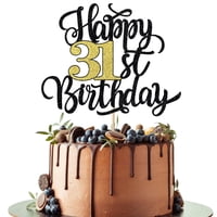 Decoración Para Tartas Leetaivie Con Purpurina Para Cumpleaños Número 31, Color Negro Y Dorado