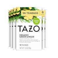 Tea Tazo Organic Green Ginger 96 Bolsitas De Té De 16 Unidades, Paquete De 6