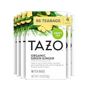 Tea Tazo Organic Green Ginger 96 Bolsitas De Té De 16 Unidades, Paquete De 6