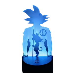 Lelumania - Lampara Ilusion 3D Goku Silueta De 7 Colores, Base Touch