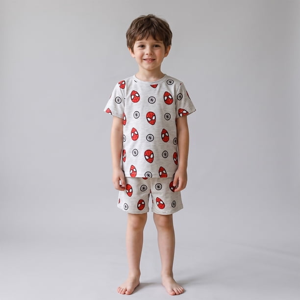Pijama Manga Corta Niño Spiderman Marvel Full Print Gris
