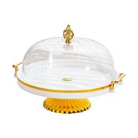 Magideal - Plato Decorativo De Cocina, Soporte De Exhibición De Repostería Con Pies, Soporte Para Ensaladera Y Pastel, Plato Para Servir En El Desierto Para Gall Blanco Con Tapa