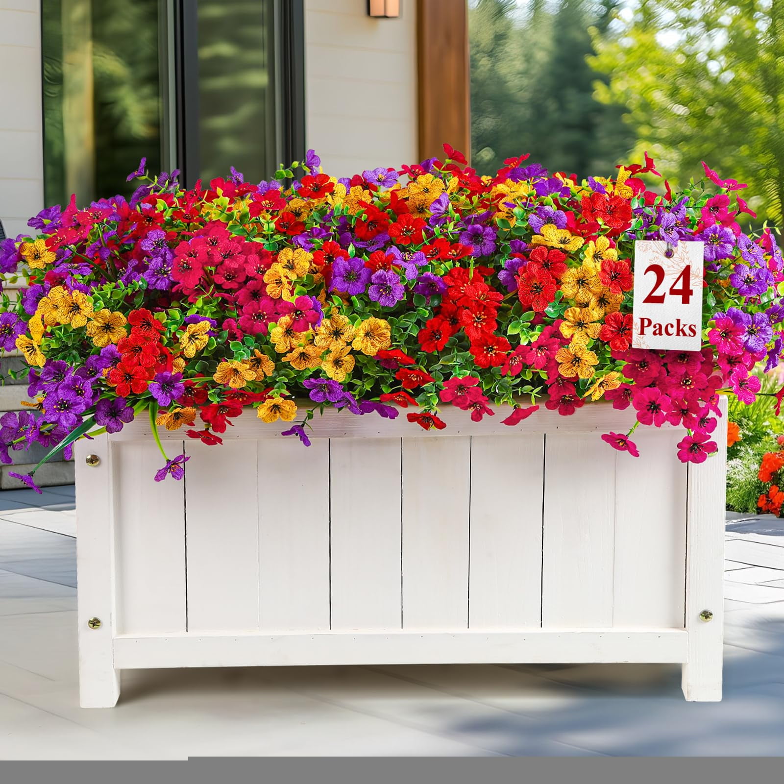 24 Paquetes De Flores Artificiales Alupssuc Para Decoración Exterior