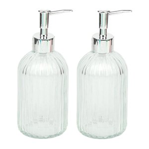 Bothyi - Dispensador De Jabón De Vidrio, Botella De Jabón Para Cocina, Lavandería, Hotel, Transparente, 2 Uds.