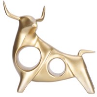 Escultura Abstracta De Toro, Estatua Hueca De Resina Con Forma De Buey Que Mira Hacia Arriba, Adorno Artesanal De Animales, Decoración De Habitación, Color Dorado