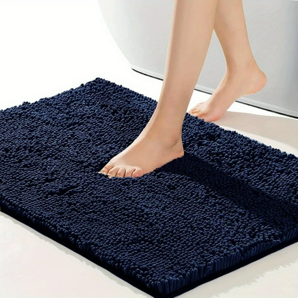1pc Chenille Bath Rug, Soft Non-Slip Quick Dry Bath Mat, Absorbent Machine Washable Shower Carpet For Home Bathroom, Bathroom Accessories