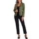 thumbnail image 2 of INSPIRE CHIC Chaqueta de Halloween para Mujer de Imitación de Gamuza con Manga Larga, Cuello con Solapa y Botones, Talla S, Verde Militar, 2 of 6