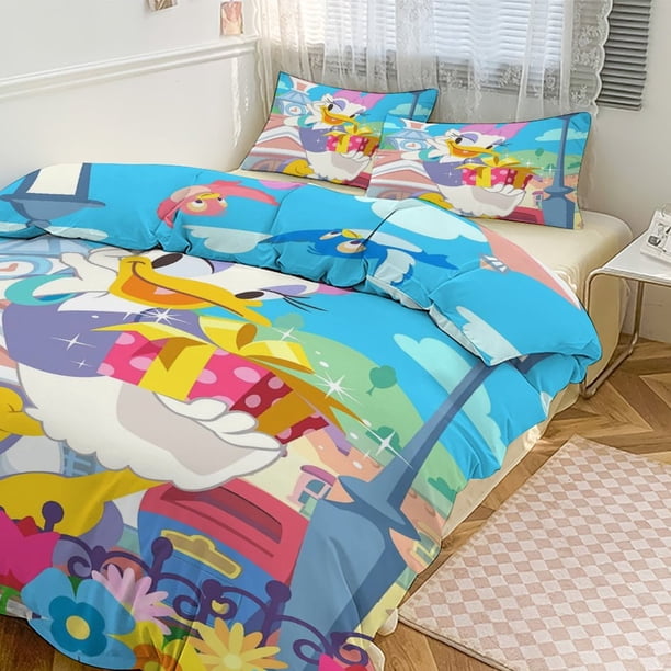 Daisy Duck Print Bedding Set Pattern Duvet Cove Set 3 Pieces 1 Quilt Cover And 2 Pillowcases for Women Men Teens