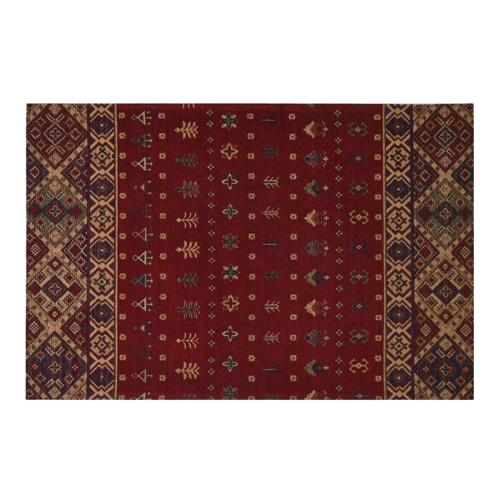 Decoghar - Alfombra Sintetica Deco Jacquard C/antideslizante Burdeo Diseño Vintage 1,5x2,4 Mts