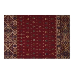 Decoghar - Alfombra Sintetica Deco Jacquard C/Antideslizante Burdeo Diseño Vintage 1,5X2,4 Mts