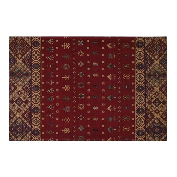 Alfombra Sintetica Deco Jacquard c/Antideslizante Burdeo Diseño Vintage 1,5x2,4 mts