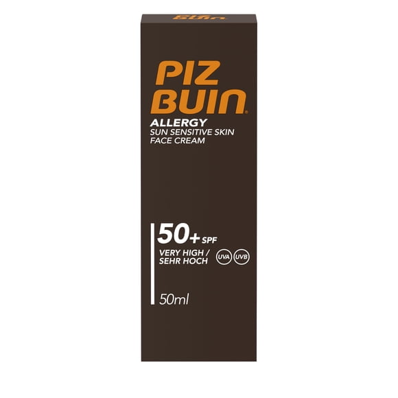 Crema facial con filtro solar Piz Buin Allergy SPF50+, 50 ml
