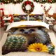 thumbnail image 1 of Hedgehog with Floral Hat Printed Duvet Cover Set Includes Soft Duvet Cover + Two Pillowcases Skin-friendly and Breathable Suitable for Home Bedrooms/guest Rooms, 1 of 1