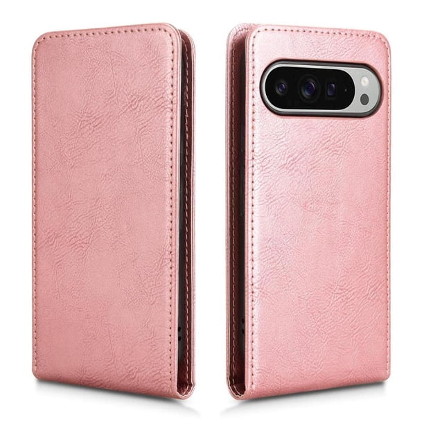 Funda tipo folio para Google Pixel 9 con soporte magnético y protección para la cámara Oro rosa